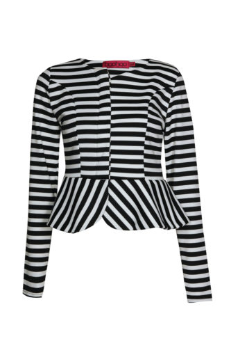 Veste peplum à rayures : Boohoo, 38€